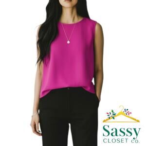 J.Crew Fuchsia Sleeveless Cutout Neckline Tank Top Size 12 EUC